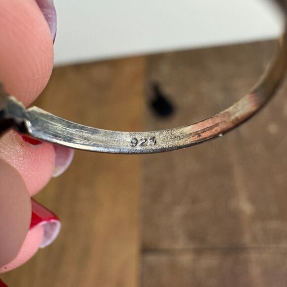 Vintage 925 Sterling Silver White Rhinestone Solitaire Engagement Ring Size‎ 7 - Picture 2 of 8